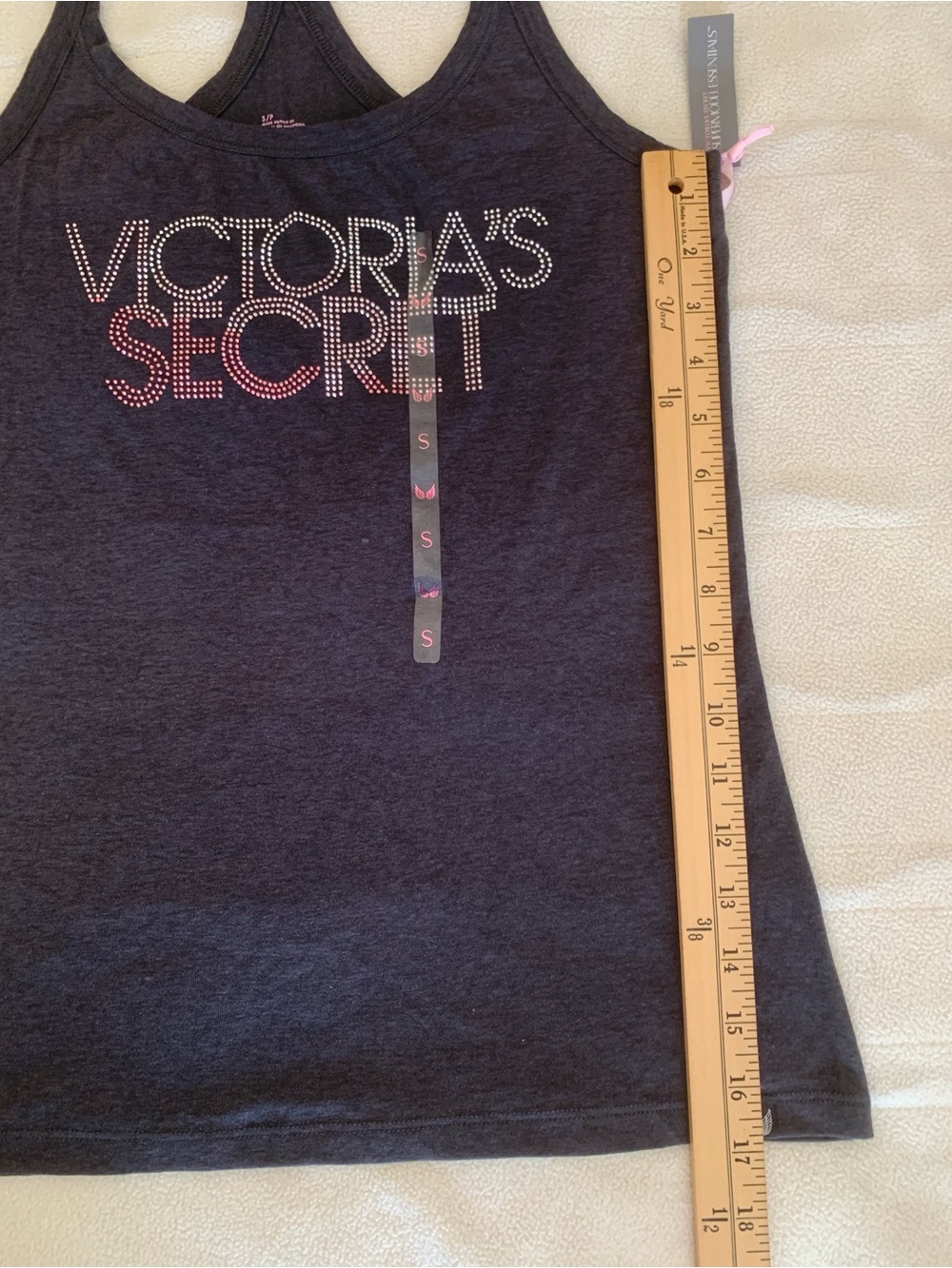 Victoria's Secret Supermodel Essentials Rhinestone Tank Top Charcoal NWT - Picture 6 of 8